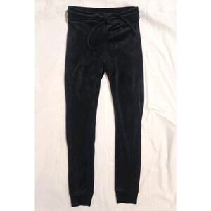 AMERICAN EAGLE BLACK VELOUR STRETCH PANTS DRAWSTRING LOUNGE JOGGERS SMALL